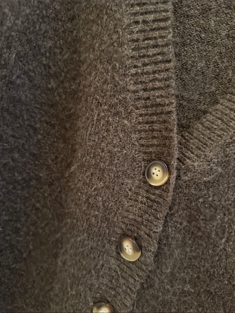 OAK + FORT Brown V-Neck Button Wool Blend Cardigan - Picture 3 of 3